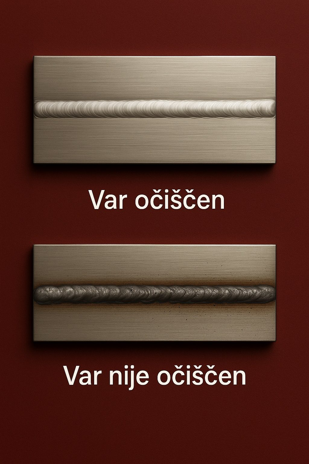 Naht gereinigt / nicht gereinigt